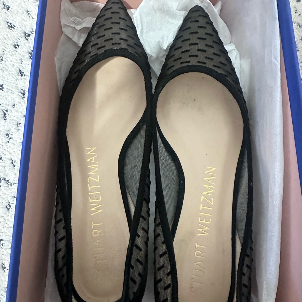 Stuart Weitzman Black Mesh Women's Loafers - Picture 4 of 4